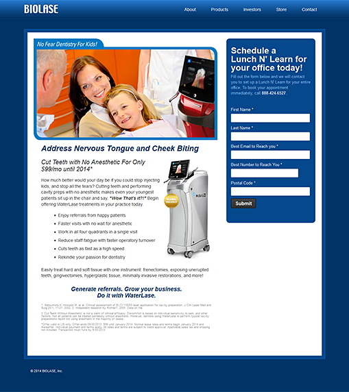 Biolase Lunch and Learn Landing Page