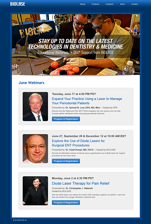 Biolase Webinars Landing Page